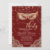 Masquerade, Lace, Diamonds 30th Birthday Party Kaart (Voorkant)