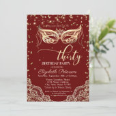 Masquerade, Lace, Diamonds 30th Birthday Party Kaart (Staand voorkant)