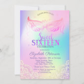 Masquerade, Lace Holographic Sweet 16 Kaart (Voorkant)