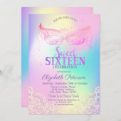 Masquerade, Lace Holographic Sweet 16 Kaart (Voorkant / Achterkant)