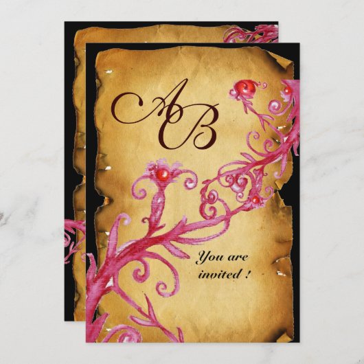 MASQUERADE MAGIC BERRIES  MONOGRAM, Perkament Kaart (Voorkant / Achterkant)