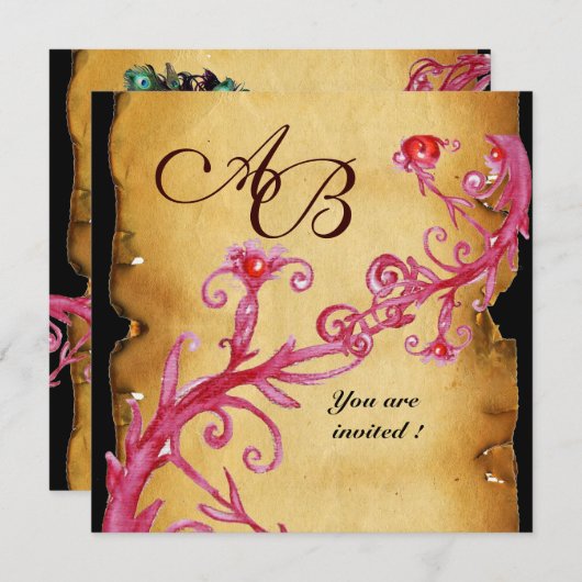 MASQUERADE MAGIC BERRIES MONOGRAM rood Kaart (Voorkant / Achterkant)