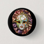 Masquerade, Mardi Gras, Carnavalsmasker Ronde Button 3,2 Cm (Voorkant)