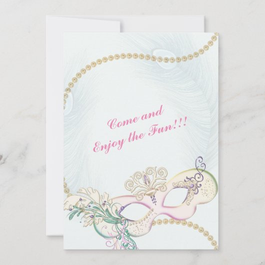 Masquerade Mardi Gras Carnival Pastel Winter Ball Kaart (Achterkant)