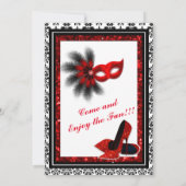 Masquerade Mardi Gras Carnival Red Glitter Kaart (Achterkant)