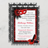 Masquerade Mardi Gras Carnival Red Glitter Kaart (Voorkant / Achterkant)