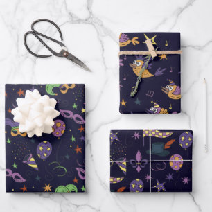 Masquerade Mardi Gras die papierbladen verpakt Inpakpapier Vel