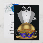 Masquerade / Mardi Gras Elegante Uitnodiging (Voorkant / Achterkant)