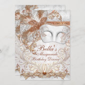 Masquerade Mardi Gras Feestuitnodiging Kaart (Voorkant / Achterkant)