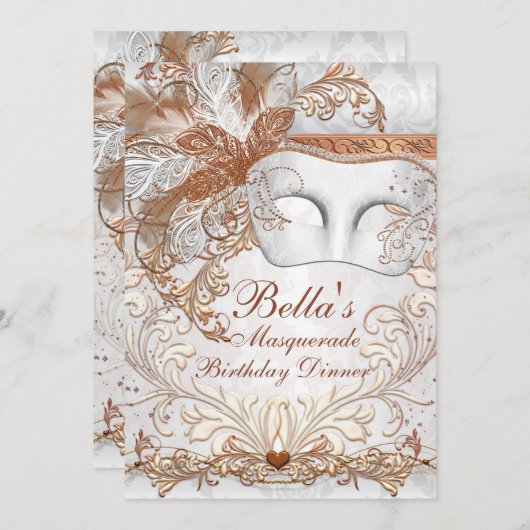 Masquerade Mardi Gras Feestuitnodiging Kaart (Voorkant / Achterkant)