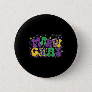  Masquerade Mardi Gras Groovy Beads Parade Ronde Button 5,7 Cm