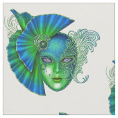Masquerade Mardi Gras Mask Green Stof (Close Up)