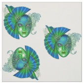 Masquerade Mardi Gras Mask Green Stof (Swatch)