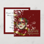 Masquerade mardi gras masker PERSONALIZE Kaart (Voorkant / Achterkant)