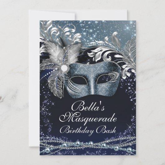 Masquerade Mardi Gras Uitnodigingen voor verjaarda (Voorkant)