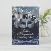 Masquerade Mardi Gras Uitnodigingen voor verjaarda (Staand voorkant)