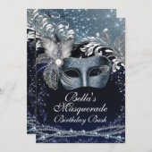 Masquerade Mardi Gras Uitnodigingen voor verjaarda (Voorkant / Achterkant)