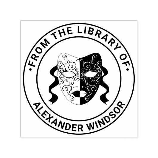 Masquerade Mask #1 Bibliotheek Boeknaam Zelfinktende Stempel (Design)
