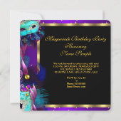 Masquerade Mask Blauwgroen Blue Paars Birthday Par Kaart (Achterkant)