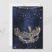 Masquerade mask chic gold glitter quinceanera kaart (Achterkant)