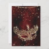 Masquerade mask chic red gouglitter quinceanera kaart (Achterkant)