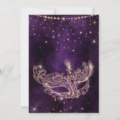 Masquerade mask chic roos goud glitter quinceanera kaart (Achterkant)
