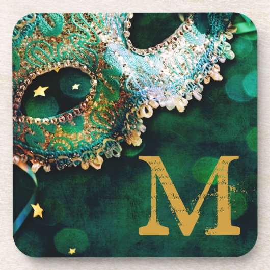 Masquerade Mask Costume Hal Monogram Drink Onderze Drankjes Onderzetter (Voorkant)