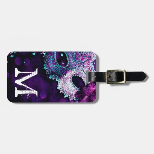 Masquerade Mask Costume Hallo Monogram Bagagelabel (Voorkant horizontaal)