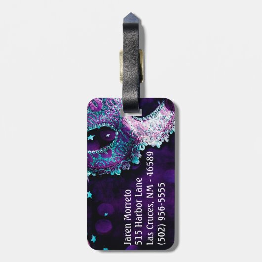 Masquerade Mask Costume Hallo Monogram Bagagelabel (Achterkant verticaal)