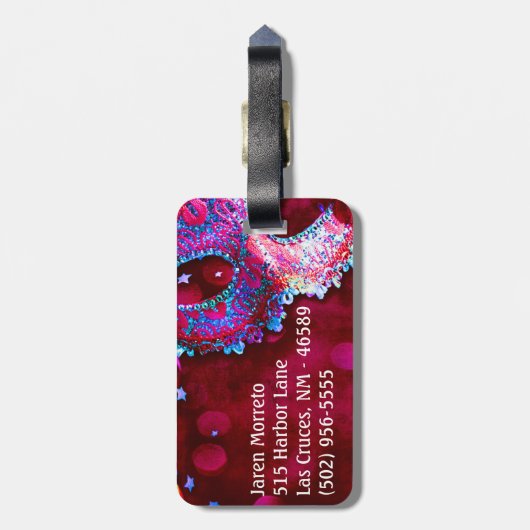 Masquerade Mask Costume Hallo Monogram Bagagelabel (Achterkant verticaal)