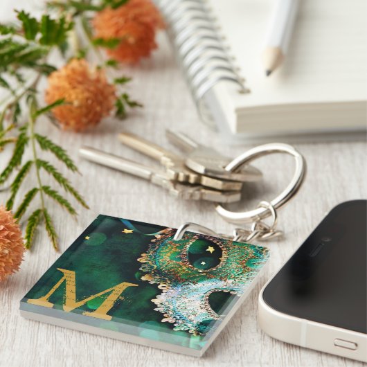 Masquerade Mask Costume Halloween Mardi Sleutelhan Sleutelhanger (Voorkant Rechts)