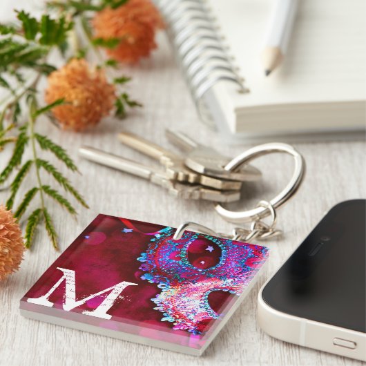 Masquerade Mask Costume Halloween Mardi Sleutelhan Sleutelhanger (Voorkant Rechts)