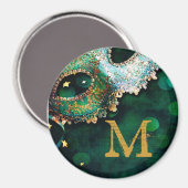 Masquerade Mask Costume Monogram Initiaal Magnet (Voorkant / Achterkant)