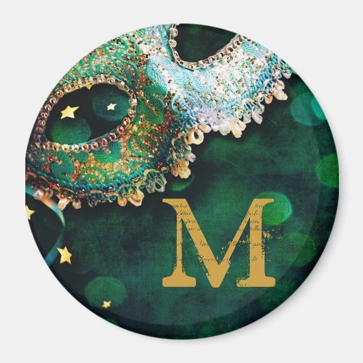 Masquerade Mask Costume Monogram Initiaal Magnet (Voorkant)