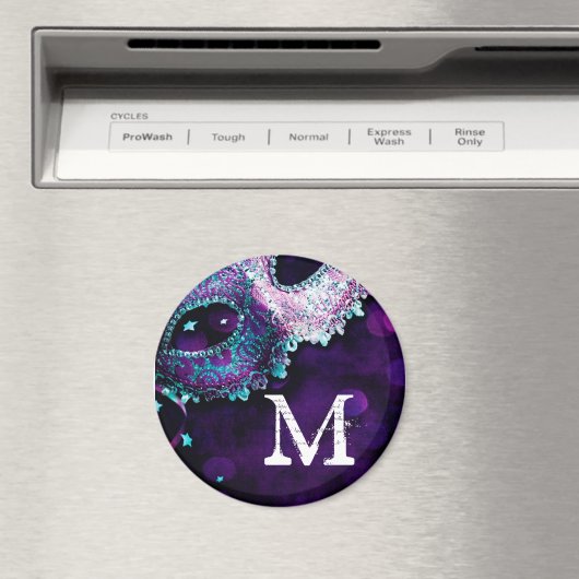 Masquerade Mask Costume Monogram Initiaal Magnet (Insitu (Vaatwasser))