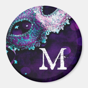 Masquerade Mask Costume Monogram Initiaal Magnet