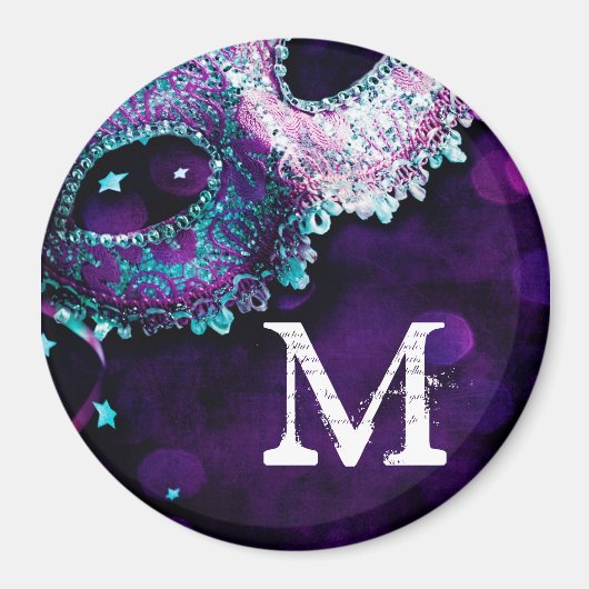 Masquerade Mask Costume Monogram Initiaal Magnet (Voorkant)