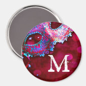 Masquerade Mask Costume Monogram Initiaal Magnet (Voorkant / Achterkant)