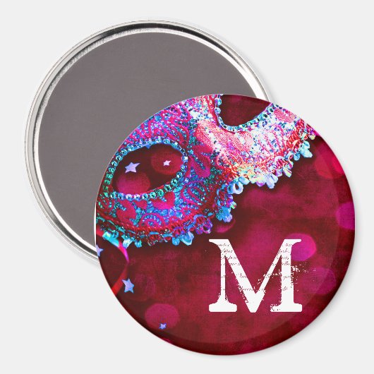 Masquerade Mask Costume Monogram Initiaal Magnet (Voorkant / Achterkant)