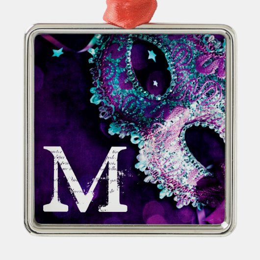 Masquerade Mask Costume Monogram Initiaal Ornament (Voorkant)