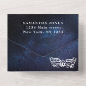Masquerade Mask Galaxy Blue Stars Quinceanera All In One Uitnodiging (Achterkant)