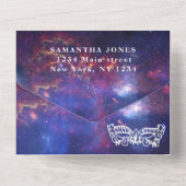 Masquerade Mask Galaxy Blue Stars Quinceanera All In One Uitnodiging (Achterkant)