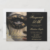 Masquerade Mask Gold Black Surprise 50e verjaardag Kaart (Voorkant)