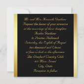 Masquerade Mask Gold Monogram Weddenschap Kaart (Achterkant)