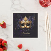 Masquerade Mask Gold Purple Dramatic 50th Birthday Servet (Insitu)