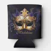 Masquerade Mask Gold Purple Dramatic Name Keepsake Blikjeskoeler (Achterkant)