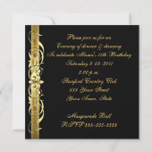 Masquerade Mask Gold Quinceanera Party Invitation Kaart (Achterkant)
