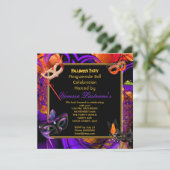 Masquerade Mask Halloween Paars Oranje Party Kaart (Staand voorkant)