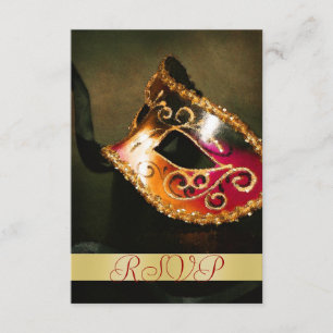 Masquerade Mask Holiday Gold RSVP Uitnodiging