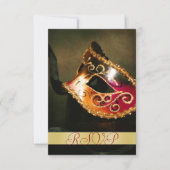 Masquerade Mask Holiday Gold RSVP Uitnodiging (Voorkant)